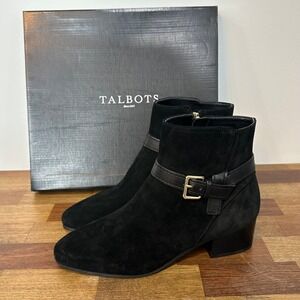 Talbots Womens Dakota Buckle Boots NEW 8.5 Black Ankle Suede Leather Gold